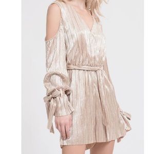 J.O.A. Cold Shoulder Metallic Romper